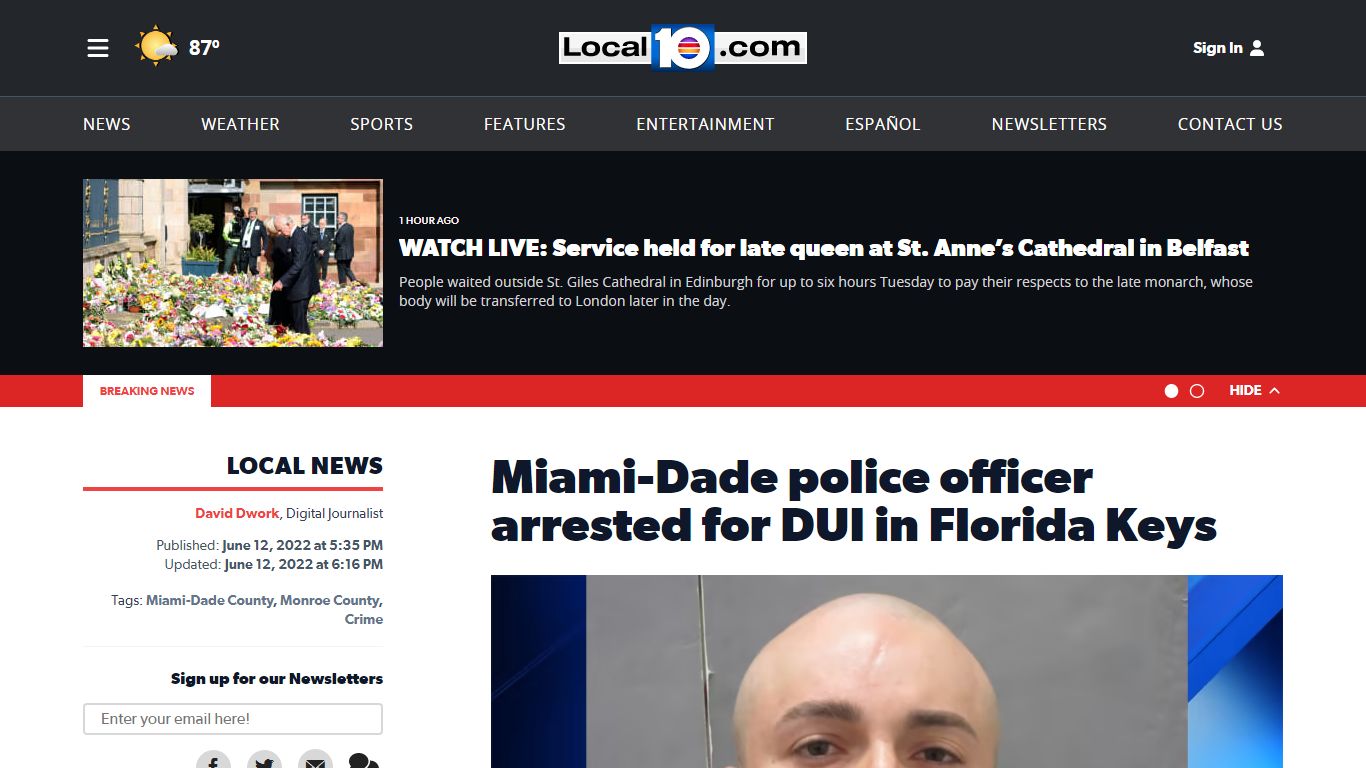 Miami-Dade police officer arrested for DUI in Florida Keys - WPLG